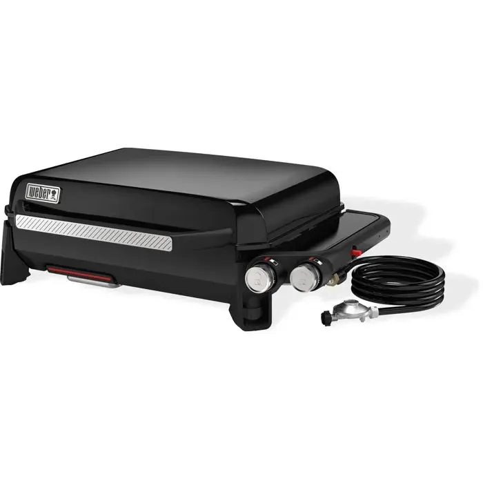 Plancha à gaz - Weber - 56 cm - 468kW - Acier émaillé - 2 brûleurs en acier inoxydable - Allumage piézo-électrique - Noir