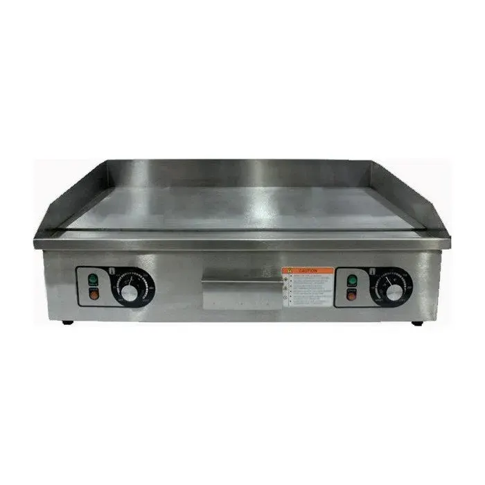 Plancha à snacker inox électrique 2 zones de chauffe plaque en acier lisse 4400 W 400 V - TRI