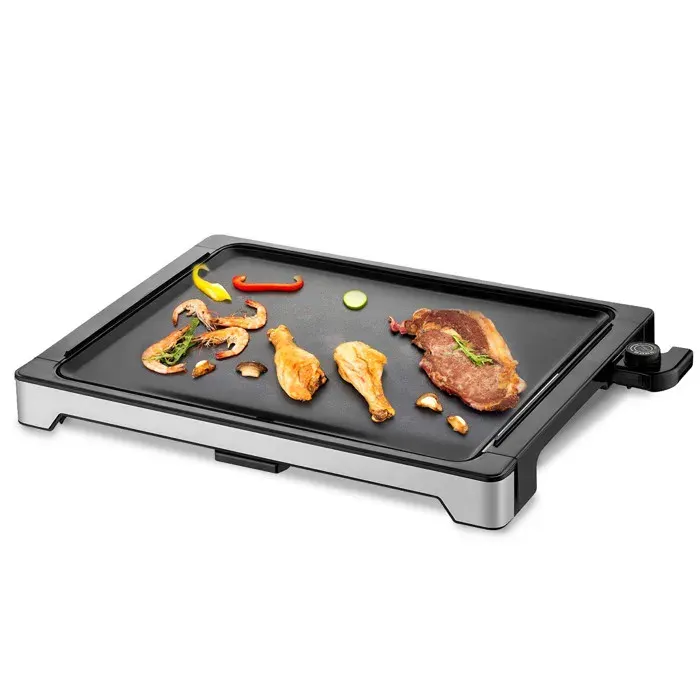 Plancha Dolce Casa DC-PLA-47X37-N Thermostat Ajustable Grille de Table Antidérapante Grande Capacité pour 8 Pers. 55 x 415 CM
