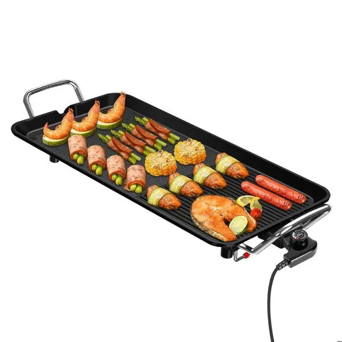 Plancha électrique 1350W Revêtement Antiadhésif Surface mixte Thermostat réglable - 48*28cm