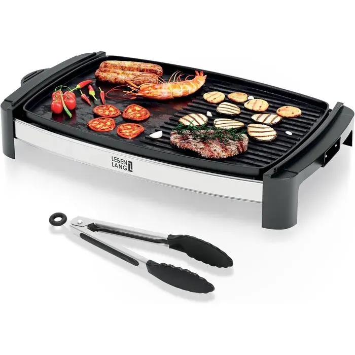 Plancha Électrique 2000W - Incl. Pince À Griller I 45X30Cm I Grill Electrique Pour Exterieur & Intérieur I Grills Électrique[PE684]