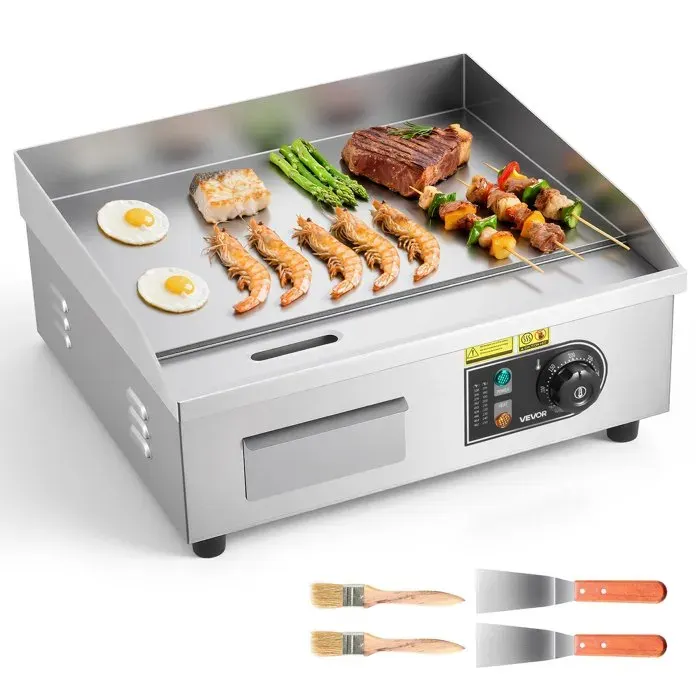 Plancha Électrique 2800 W 45x30 cm Plaque à Snacker avec Température Réglable de 50 à 300 °C pour Barbecue Restaurant