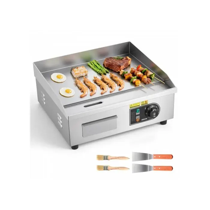 Plancha Électrique 2800 W 45x30 cm Plaque à Snacker avec Température Réglable de 50 à 300 °C pour Barbecue Restaurant