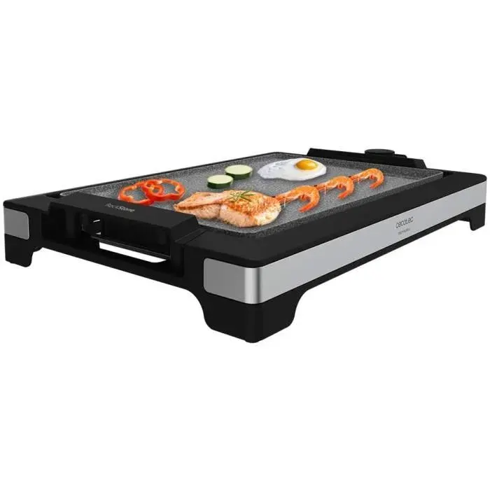 Plancha électrique - CECOTEC - Tasty & Grill 2000 - Acier inoxydable - 2000 W - Plaque RockStone antiadhésive