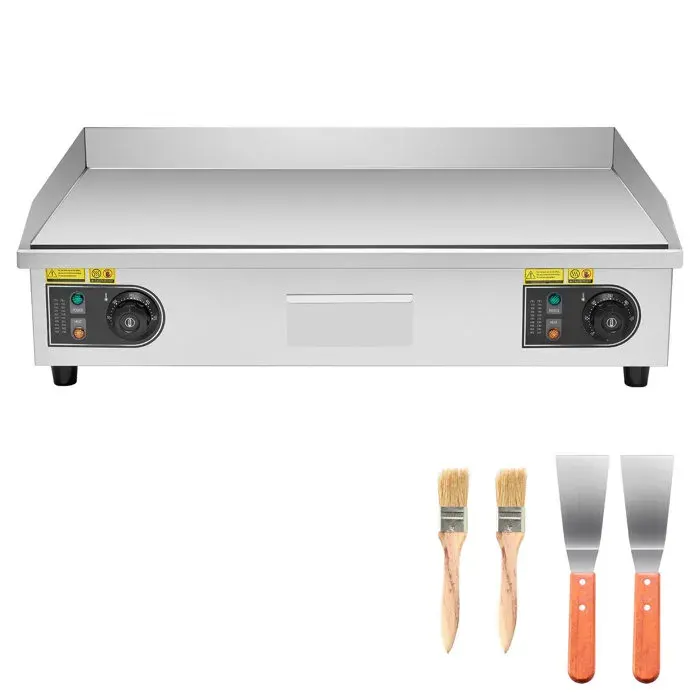 Plancha Électrique Commerciale 725x400 mm-Duoku-4400 W Gril de Table avec Thermostat Ajustable 50-300 °C SANS PRISE