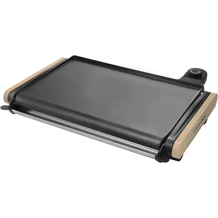 Plancha Électrique Équilibre 2000WFabrication FrançaisePlaque AntiadhésiveThermostat RéglableBac À Jus AmoviblePoignées Bois