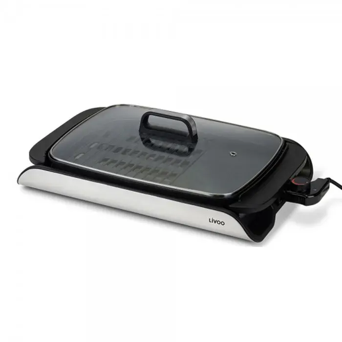Plancha Électrique Livoo DOC321 - 2000W - 40x30cm - Grill 2 en 1 Jusquà 6 personnes - revêtement antiadhésif sans PFOA ni PFOS