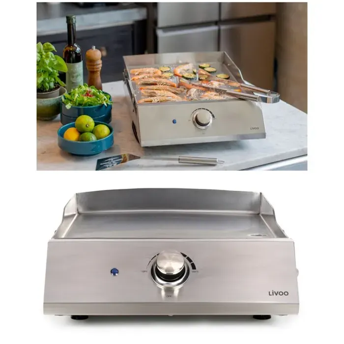 Plancha électrique - LIVOO - Pro - 2800 W - Surface 43x35 cm - Plaque inox amovible antiadhésive