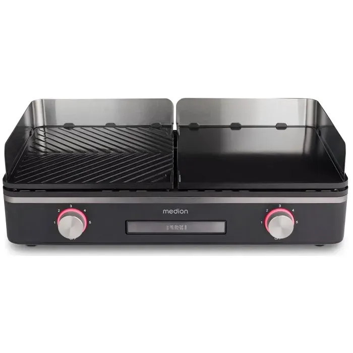 Plancha électrique MEDION - MD12027 - Double zones de cuisson - 521 x 284 x 102cm - 2400W