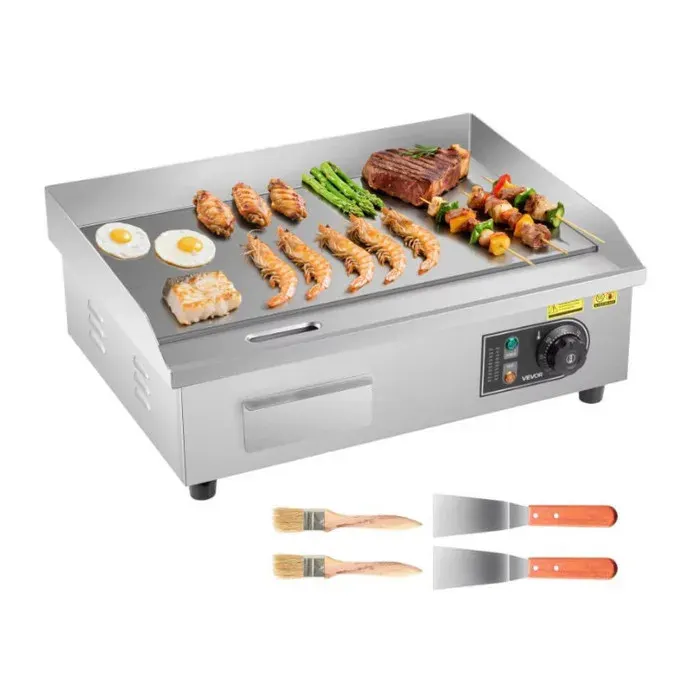 Plancha Électrique Professionnelle 3000W 22 Pouces en Acier Inoxydable – Plaque de Cuisson Thermostat Réglable 50-300°C