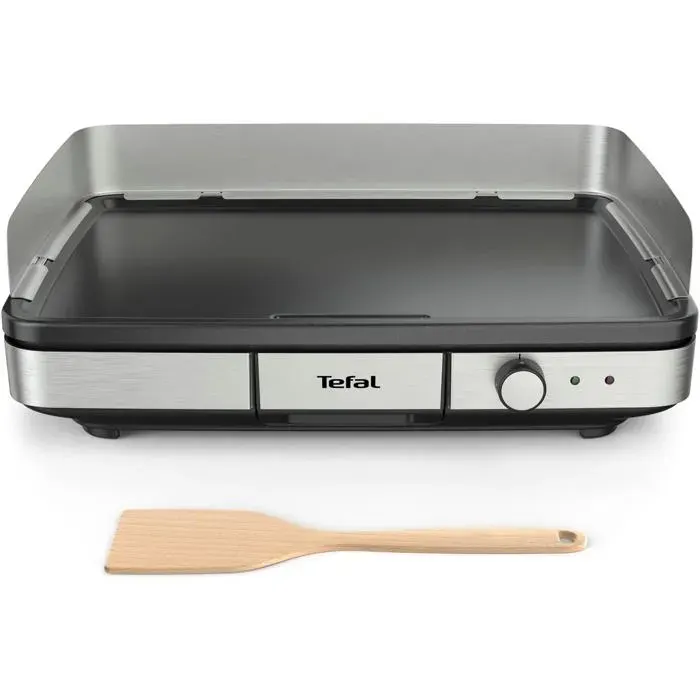 Plancha Électrique XXL 2000W Inox Intérieur Extérieur Pour 10-12 Personnes Thermostat Réglable Protection Anti-Éclaboussures