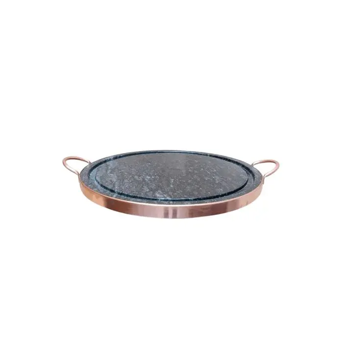 Plancha Grill Ronde - LE BARBECUE GAULOIS - Ø 37 cm - Pierre Ollaire - Cuisson Saine - Durable