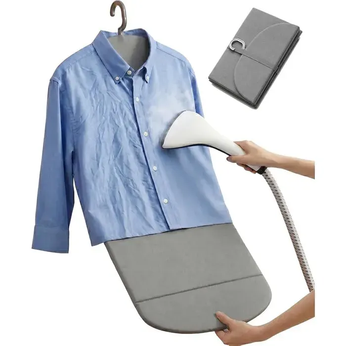 Planche à vapeur suspendue résistante à la chaleur gris 91×41 cm pliable pour défroisseur de vêtements crochet rotatif à 360°