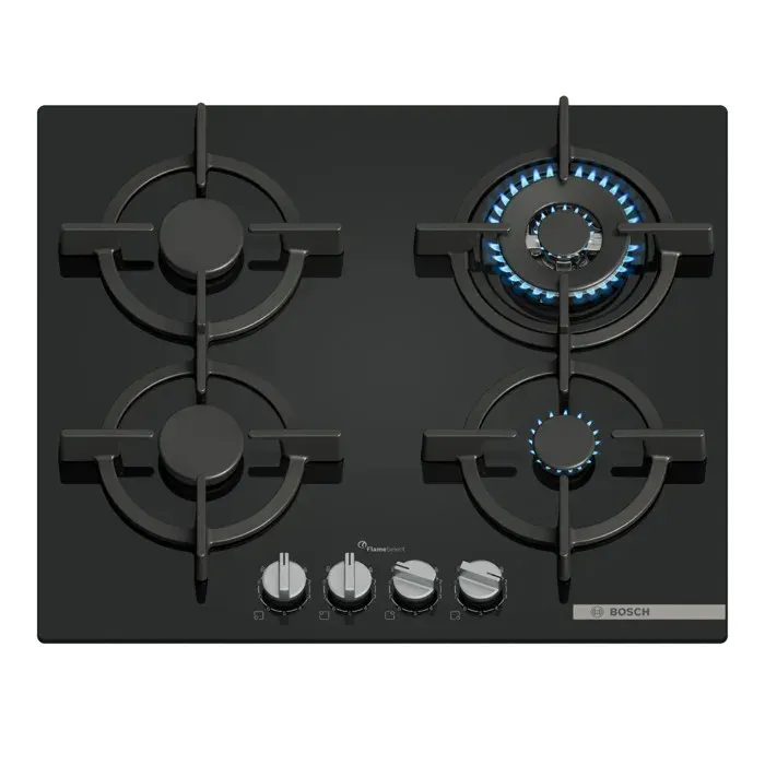 Plaque à Gaz Bosch Serie 6 4 Zones 8000W Noir - PPH6A6I10