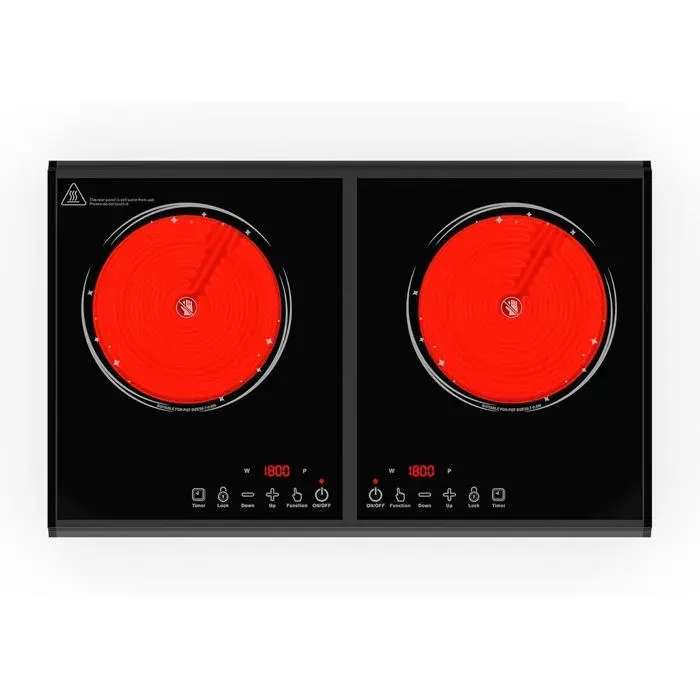 Plaque À Induction 2 Feux 220V 3600W9 Niveaux De PuissanceCommande Tactile LEDProtection Surchauffe