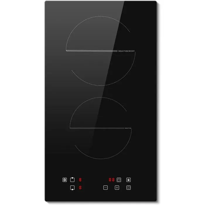 Plaque À Induction 2 Foyers 30 Cm Encastrable 9 Niveaux De Puissance 3500W
