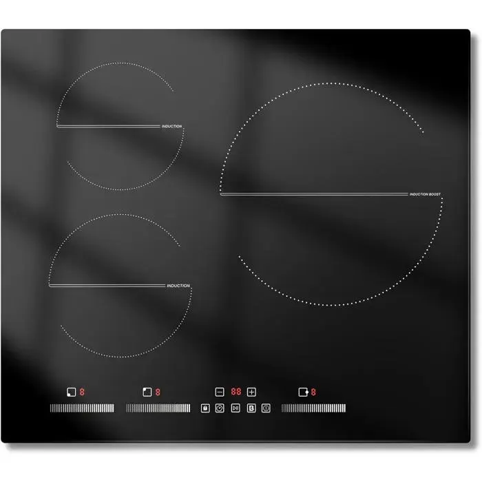 Plaque À Induction 3 Feux Plaque De Cuisson 3 Foyers Intégrée 60Cm 6500W