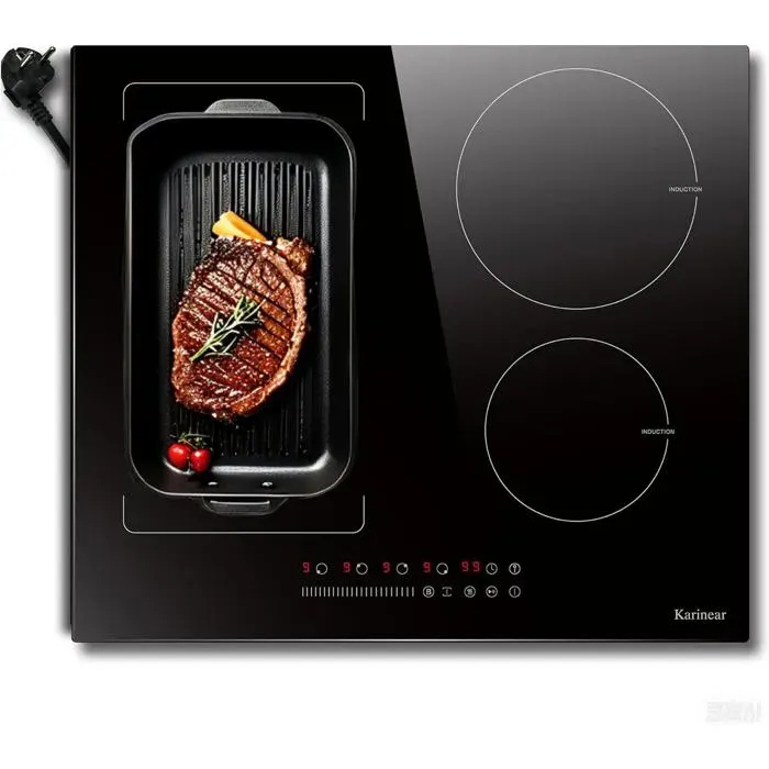 Plaque à induction 4 feux - LEHRING - 4 zones de cuisson - Puissance totale 3500W - Fonction Boost - Commande tactile