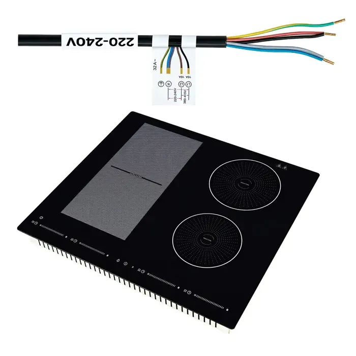 Plaque à induction 4 zones - DUOKU - SK-72IHB4S9M - 7200 W - Écran tactile LED - Encastrable 565x495 mm — coloris Noir