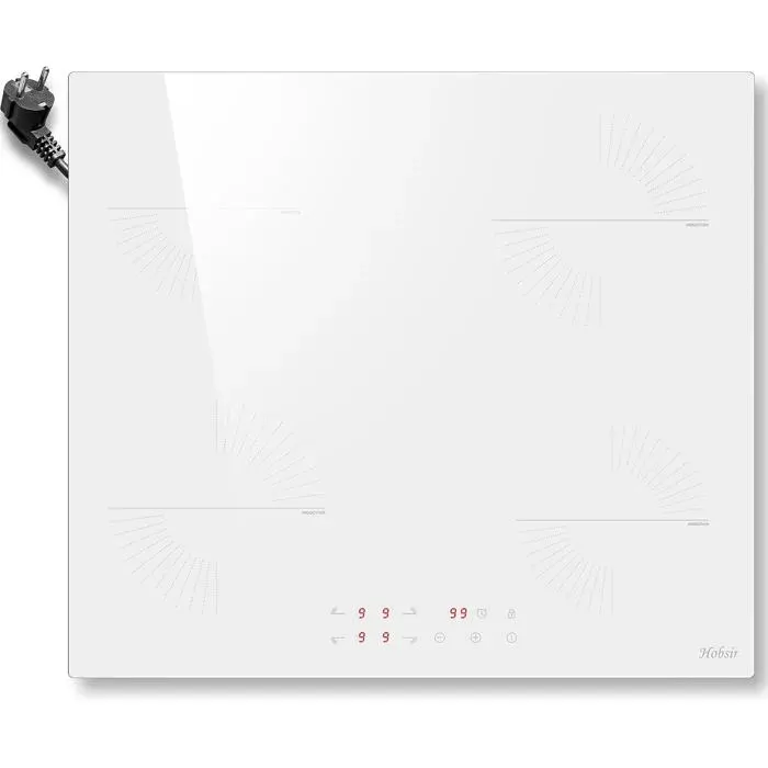 Plaque À Induction Blanche 4 Feux 60 cm Avec Prise 16A3500W