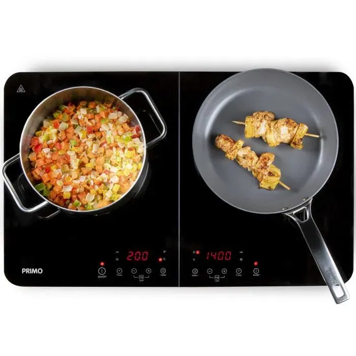 Plaque à Induction Double PRIMO PR301IKP - 2 Zones - 3500W - Noir