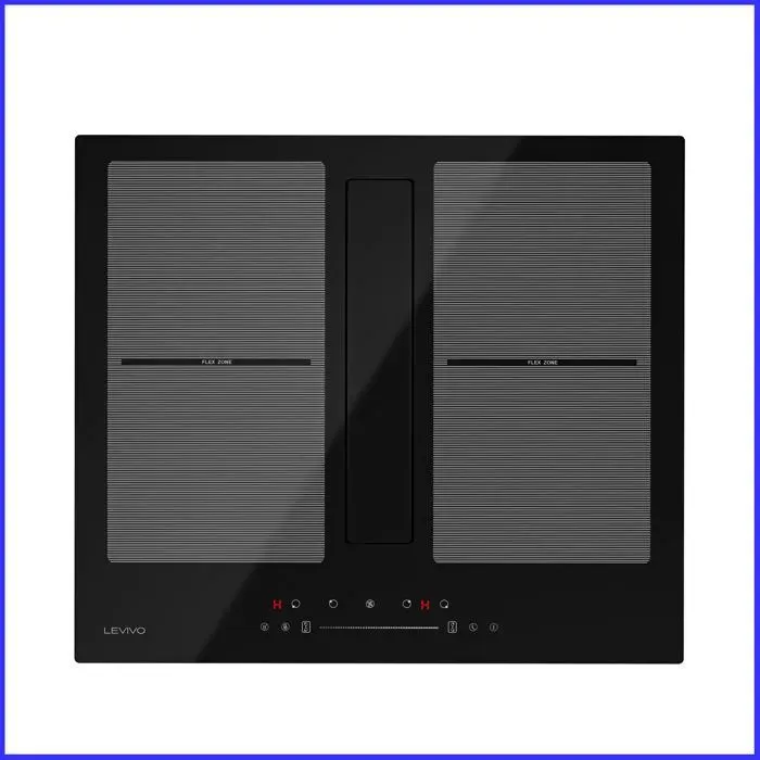Plaque à induction encastrable 60 cm avec hotte aspirante (531 m³/h) 4 zones de cuisson 9 niveaux de puissance et fonction Booster