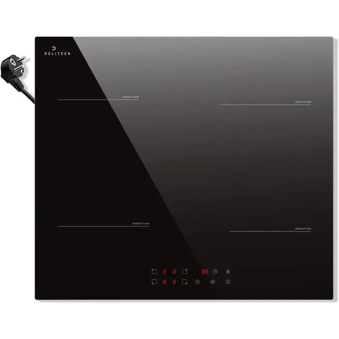 Plaque à induction encastrable - LEHRING - 4 zones de cuisson - Contrôle tactile - Puissance 3500W
