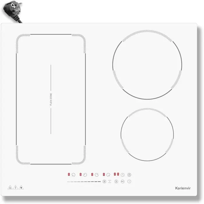 Plaque à Induction - ETHNICS ORIGINS - 4 Feux - Blanc - 3500 Watts - Minuterie et Sécurité