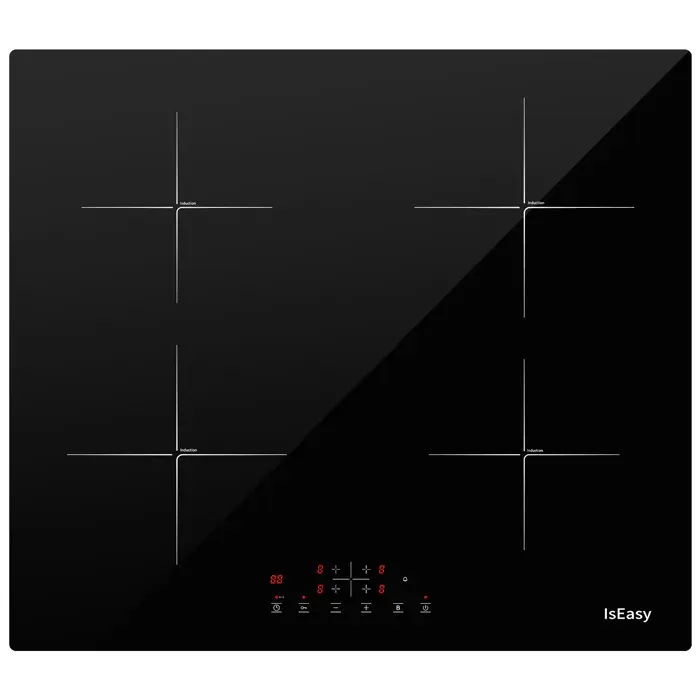 Plaque à Induction - ISEASY - 4 Foyers - 6800W - Écran Tactile - Verre Trempé