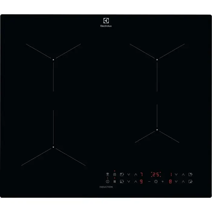 Plaque à induction noire - Electrolux - 4 zones à induction - Commande tactile - Vitrocéramique - Sans bordures