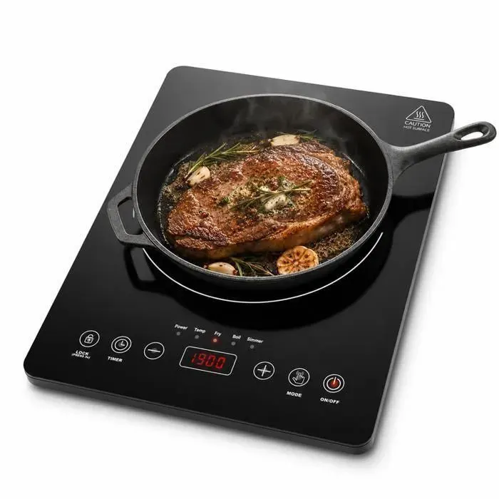 Plaque à Induction Portable 1 Feu 2000W 10 Niveaux Jusqu’à 240°C MinuterieVerrouillage de SécuritéPlaque de CuissonUltra-Mince
