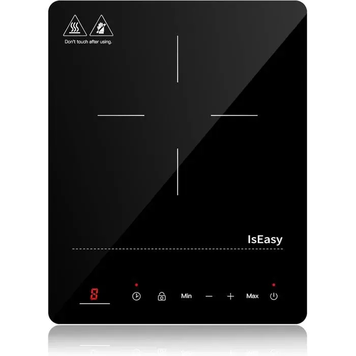 Plaque à induction portable - LEHRING - 2100W - 1 foyer - Minuterie 8 heures - Sécurité enfants - Protection surchauffe
