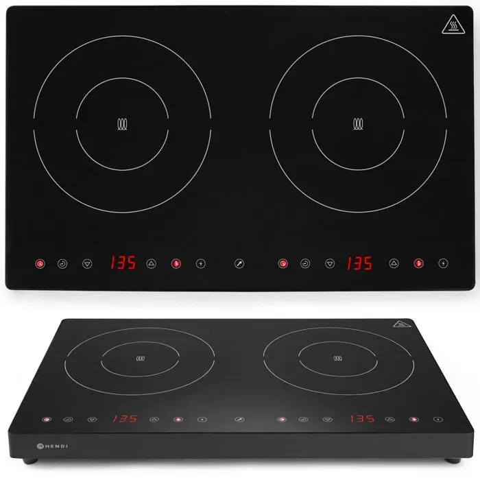 Plaque à induction réglable avec panneau tactile 2 zones de chauffe Black Line diamètre 22 cm 3500 W - Hendi 239414