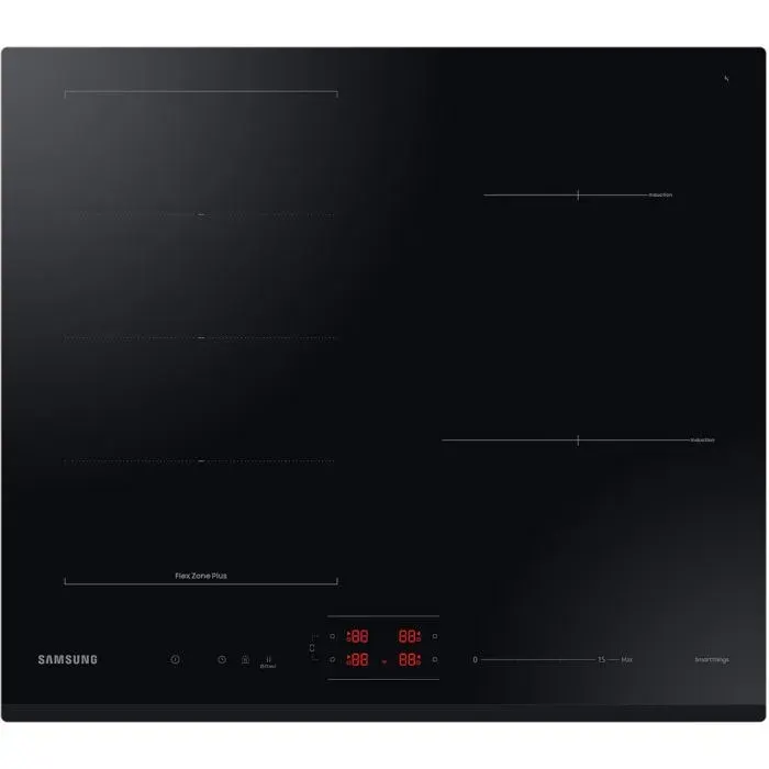 Plaque à induction vitrocéramique noire - Samsung - 4 zones à induction - Commande tactile fluide - Face avant