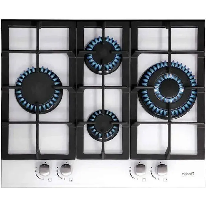 Plaque au gaz Cata LCI6031WH (60 cm) Blanc (4 Feux à gaz) - CATA - Gaz Naturel - Électronique — coloris Blanche