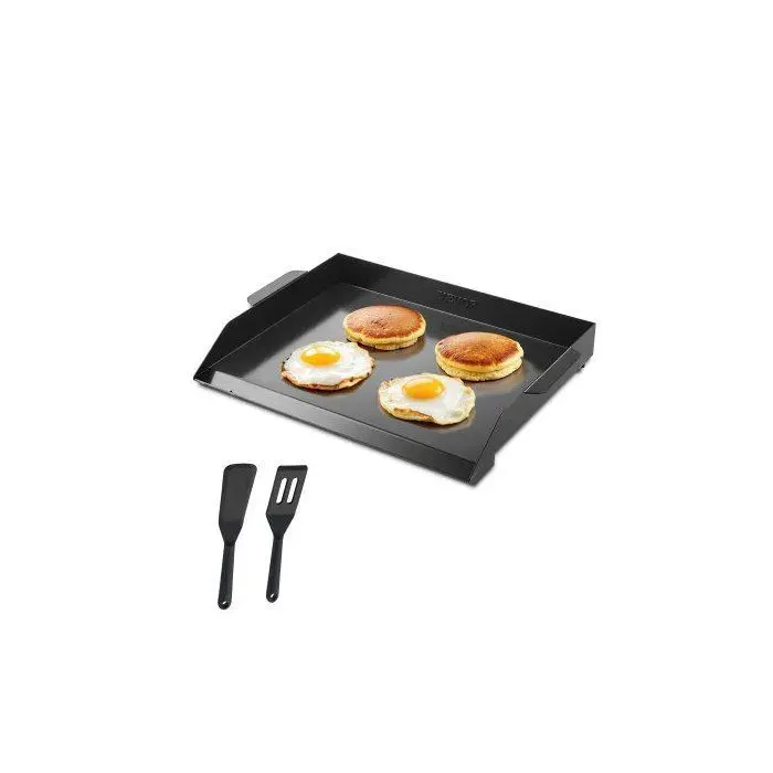 Plaque Cuisson Acier Carbone Rectangulaire 502x370 mm Portable Gaz pour Camping Fête Noir