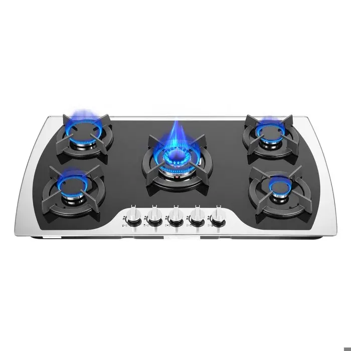 Plaque de cuisson à gaz 5 zones brûleur encastrable autonome 90 cm 5 feux gaz naturel/propane pour la cuisine