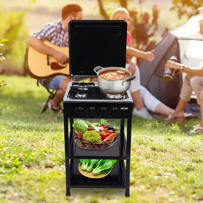 Plaque de cuisson à gaz à 4 feux avec support antidérapant - Cuisinière à gaz naturel autoportante