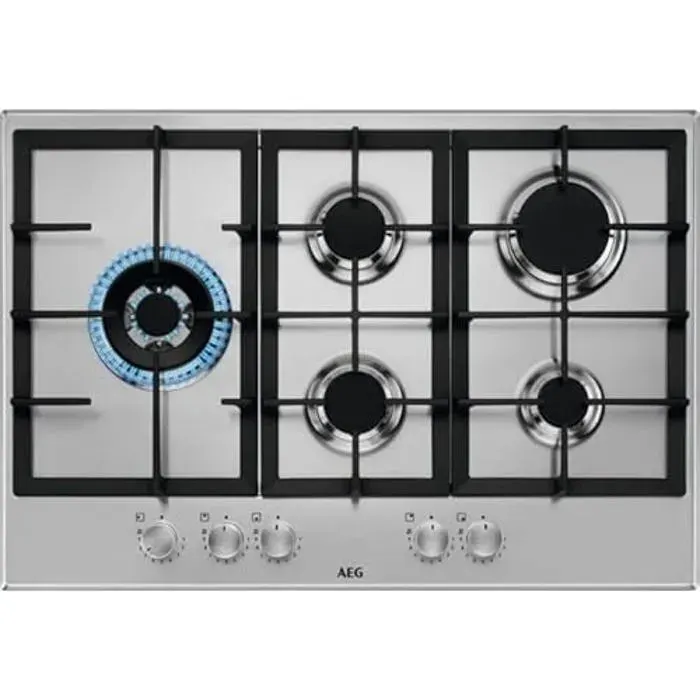 Plaque de cuisson à gaz - AEG - HGB75520SM Slim Line - 5 brûleurs - Allumage électrique instantané