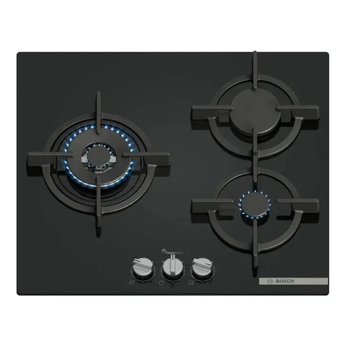 Plaque de Cuisson à Gaz Bosch Série 6 3 Zones 8000W Noir - PPC6A6I10