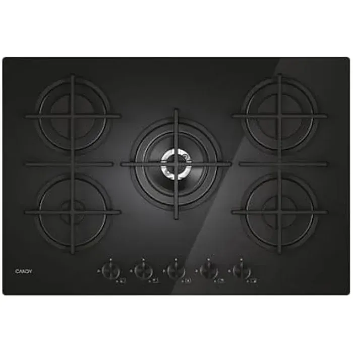 Plaque de cuisson à gaz - CANDY - Moderna - 5 feux - Verre trempé - Brûleur double couronne