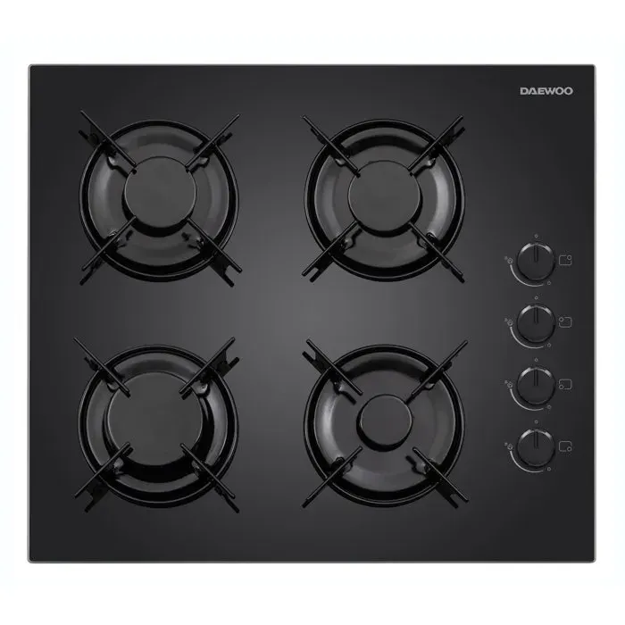 Plaque de cuisson à gaz - DAEWOO - 4 foyers - 60 cm - BH6GKR40BNL - Noir