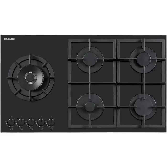 Plaque de cuisson à gaz - DAEWOO - 5 foyers - 90 cm - BH9GKF51BNH - Noir
