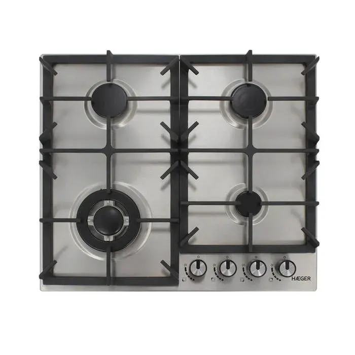 Plaque de cuisson à gaz encastrable - HAEGER - 60 cm - 4 feux - 1 wok - Gris — coloris Grise