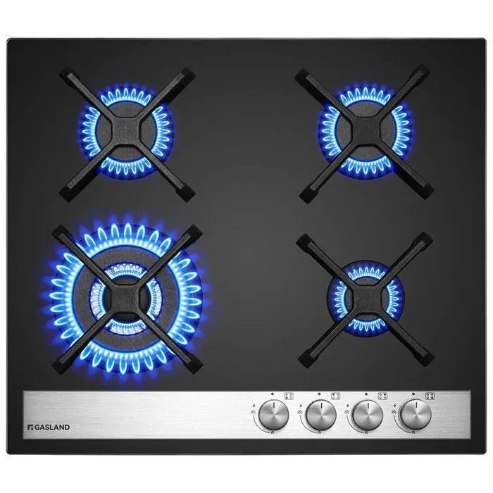 Plaque de cuisson à gaz - GASLAND - GH6604BG1FC - 4 feux - Verre trempé - 8000 W