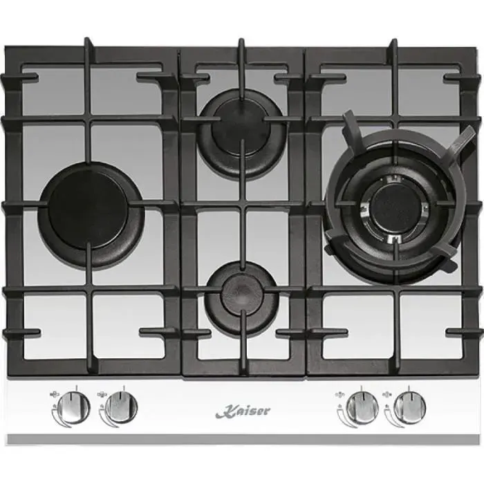Plaque de cuisson à gaz - Kaiser - KCG 6394w - 60 cm - Verre blanc - Brûleur Wok Turbo