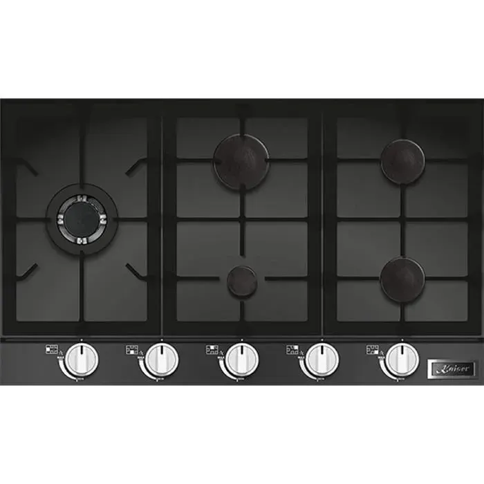Plaque de cuisson à gaz - Kaiser - KCG 9387 Turbo - 90 cm - Verre noir - 5 zones
