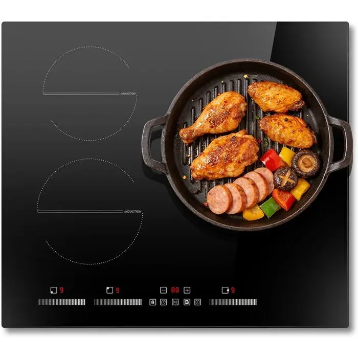 Plaque De Cuisson À Induction 3 FeuxPlaque À Induction Encastrable60 Cm6500 WCommande TactileSécurité EnfantsBooster9 Nivea
