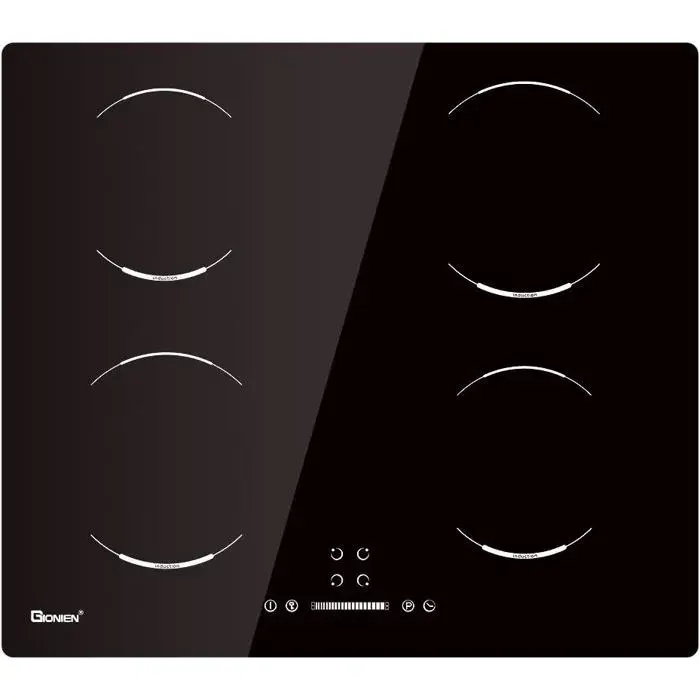 Plaque de cuisson à induction - LEHRING - 4 zones de cuisson - Dimensions 59x52x58 cm - Contrôle tactile électronique