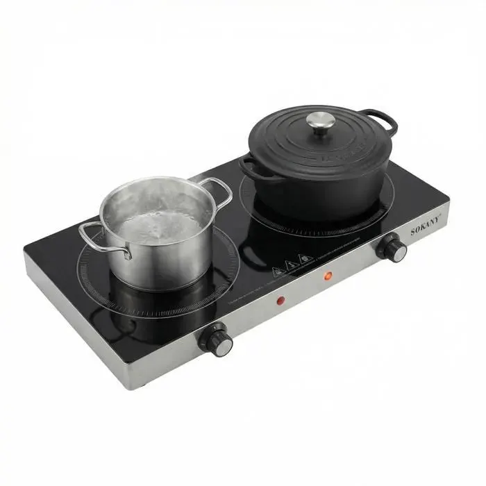 Plaque de cuisson à induction - SOKANY - SOKANY224 - Verre microcristallin - 2 foyers - 2400W